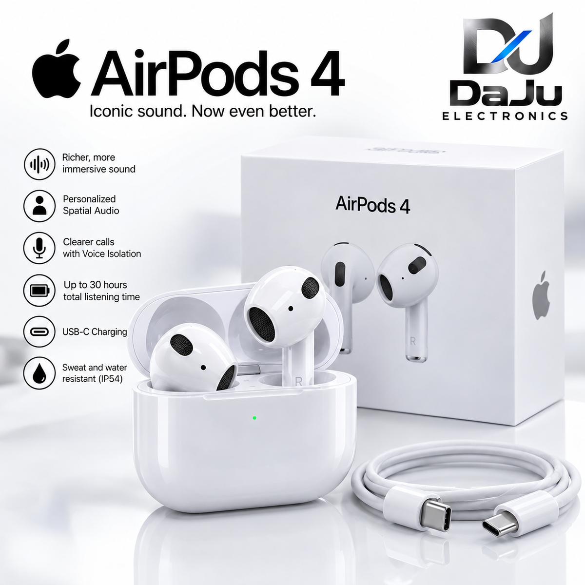 Apple AirPods 4 (4th Generation) – Wireless Earbuds